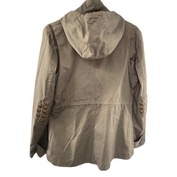Kenna-T Olive Green Utility Jacket Cinched Waist Bronze Metal Detail Size Medium - Picture 10 of 11
